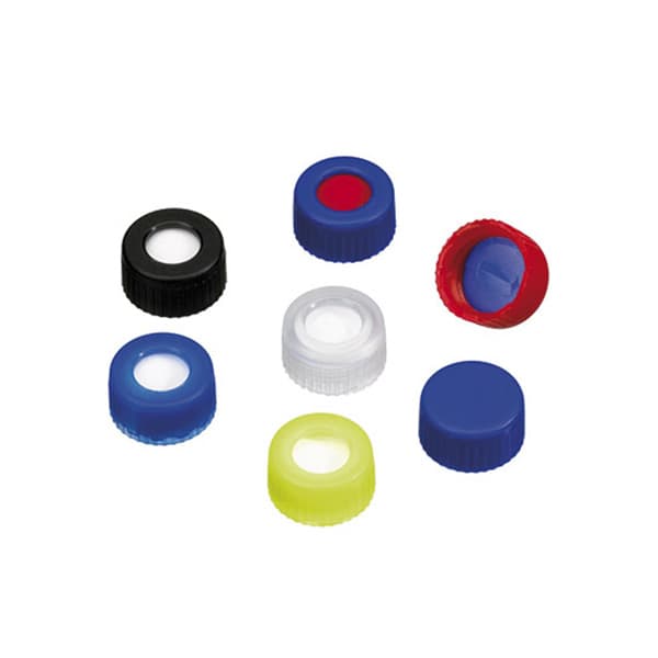 Diaguru Blue Short Screw Cap 9mm for 2ML GC/LC Vial Centre Hole Top Box/100