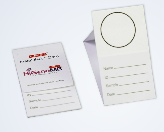 HImedia InstaDNA® card or DBS Card for sample collection including dried blood, buccal cells, tissue, cultured cells, microorganisms and plant tissue Pack/100