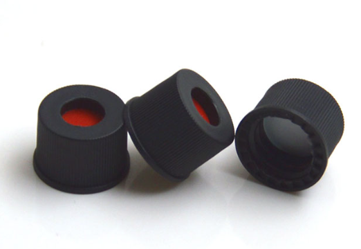 DiaGuru Red PTFE/White Silicone/Red PTFE Septa 13×1.5mm 13mm Black Screw PP Cap 8.5mm Centre Hole 100pcs/pack