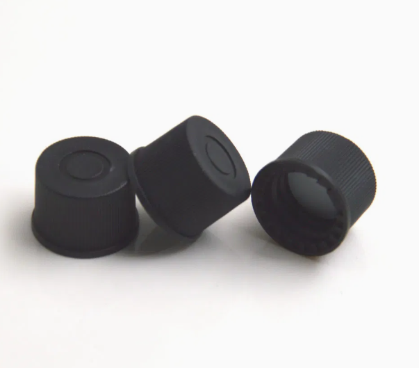 DiaGuru White PTFE Red Silicone Septa 8×1.5mm 8-425 Black Screw Polypropylene Cap Closed Top 100pcs/pack