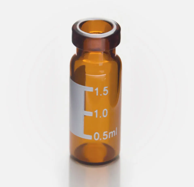 DiaGuru 1.5mL Amber Crimp Neck Vial With Write-On Spot 11.6×32mm Type 5.0 Glass 100pcs/pack