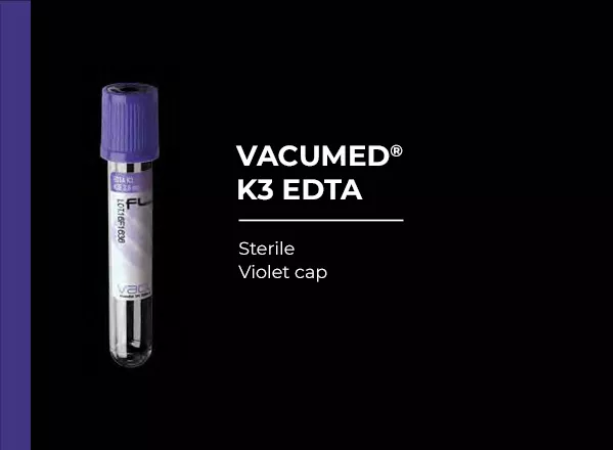 Vacumed with K3 EDTA, Violet Cap, Sterile