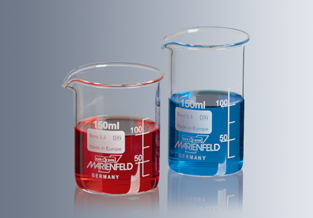 Marienfeld Beakers Tall Form Graduated with Spout, Glass, 150 ml