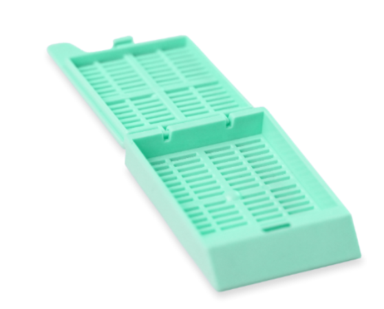 Diaguru Tissue Embedding Cassette, Taped, 45°Angle Marking Area, Detachable Lid & Stripe Holes, Green, 2000 Pcs/Carton