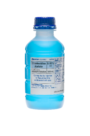 Baxter Chlorhexidine 0.05% Antiseptic Solution Blue Steripour Bottle 500 mL; Ctn/15