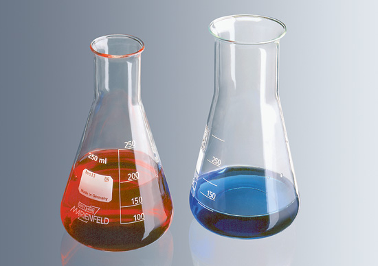 Marienfeld Erlenmeyer Flask, Borosilicate Glass with Beaded Rim, White Graduation Wide neck, 1000ml, EACH