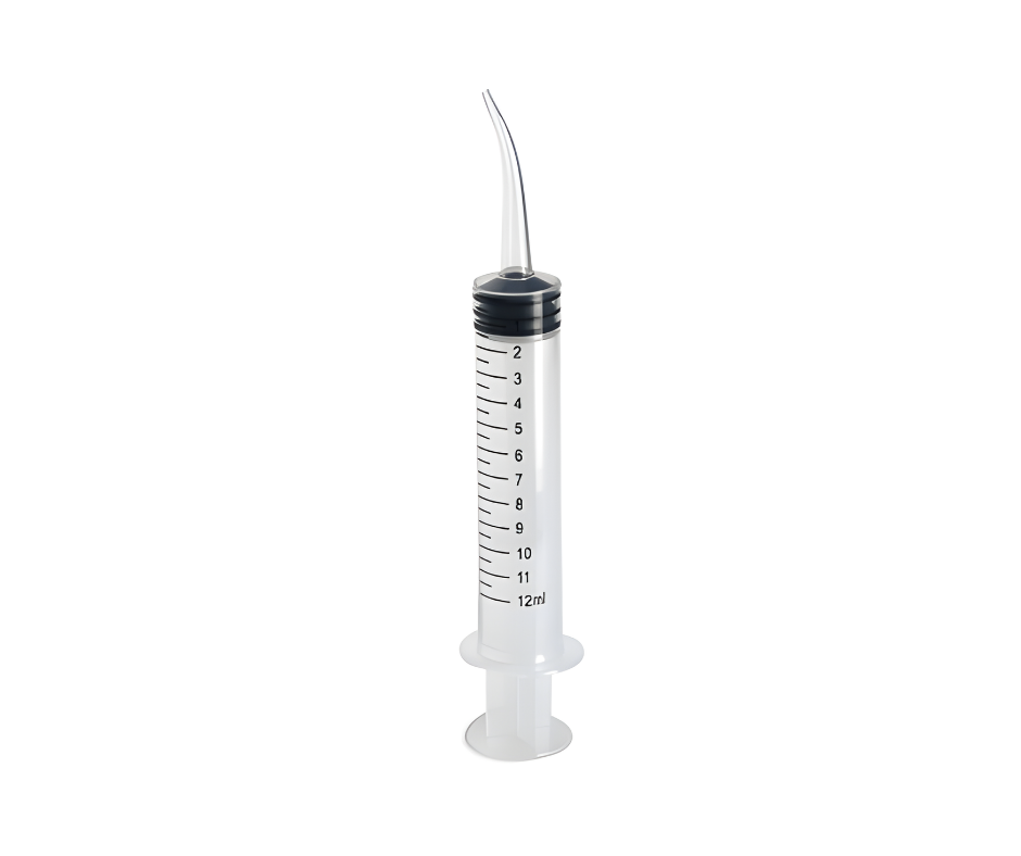 Disposable Curved Tip Irrigation Syringe w/ Graduation; 12 cc; Pack/50