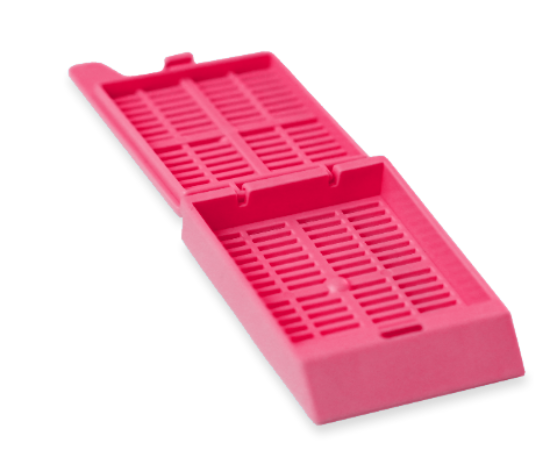 Diaguru Tissue Embedding Cassette, Taped, 45°Angle Marking Area, Detachable Lid & Stripe Holes, Peach, 2000 Pcs/Carton