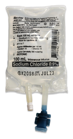 Baxter Sodium Chloride 0.9% 100 mL Intravenous Infusion Viaflex bag; Ctn/48
