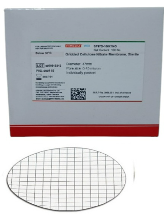 Himedia Gridded Cellulose Nitrate filtration membrane 47mm dia, 0.45 μm pore size (CN) Pack/100