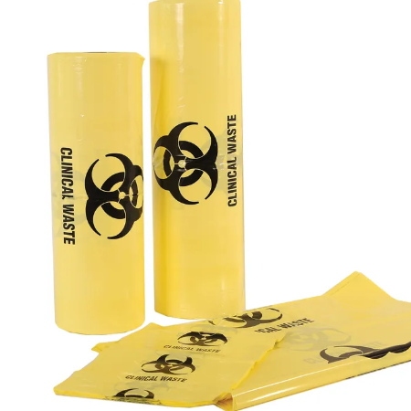 Clinical Waste Bags; Yellow 240L; 590mm x 1500mm 55um 100/Roll, Ctn/50 Rolls