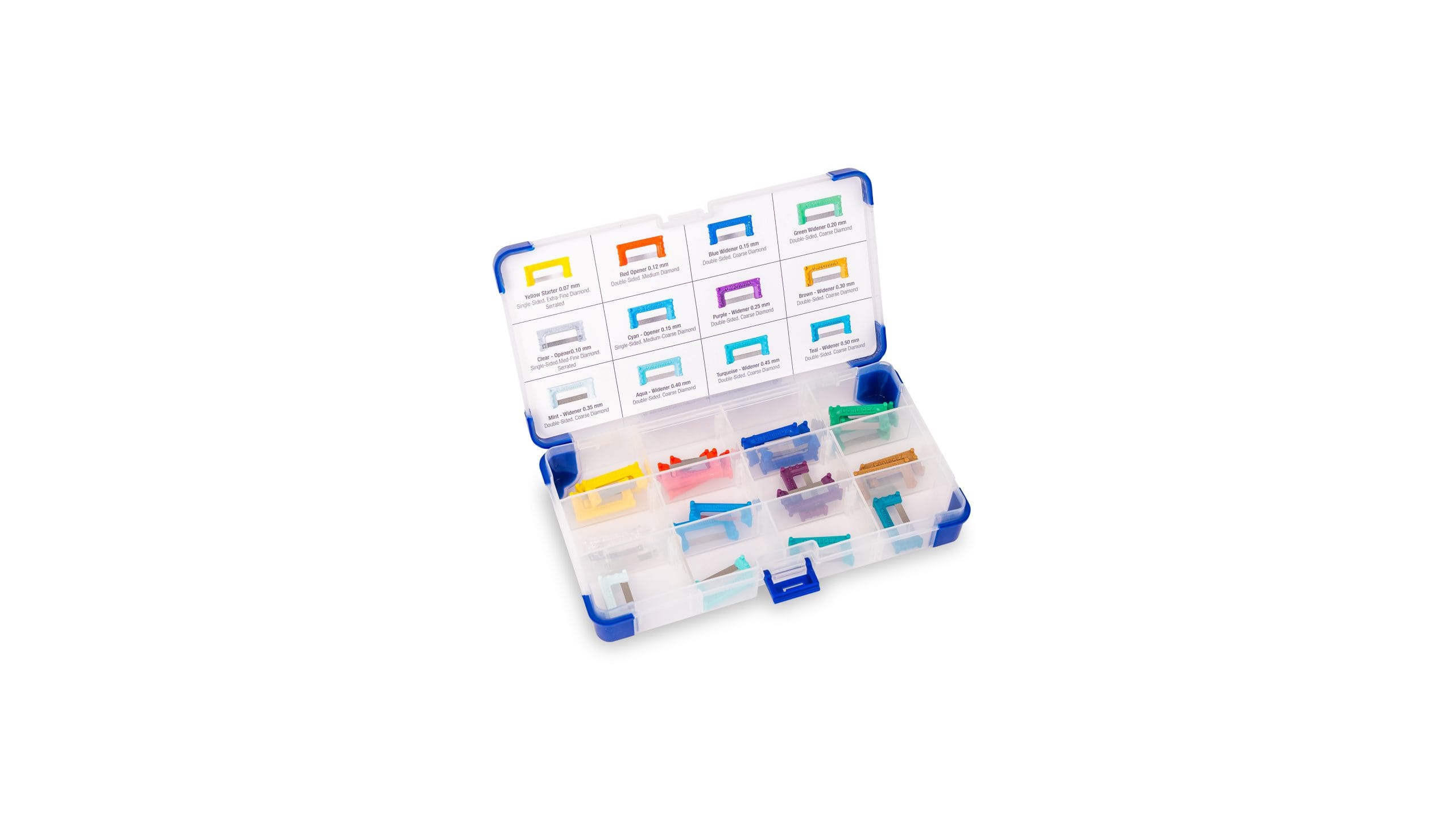 Directa ContacEZ® Strips IPR System - Rainbow Set - 3 Yellow, 3 Red, 3 Blue, 3 Green, 2 Clear, 2 Cyan, 2 Purple, 2 Brown, 1 Mint, 1 Aqua, 1 Turquoise, 1 Teal, (0.07 mm - 0.50 mm)