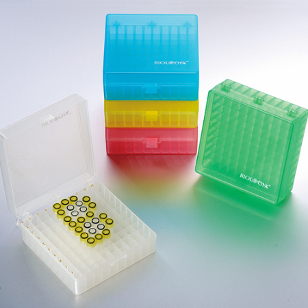 PP Cryogenic Storage Box 100-Well Assorted Colours with Hinges 141 x 154 x 55 mm PK/5
