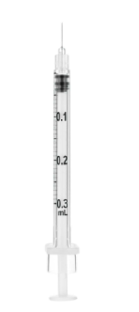 Sol-M 0.3 mL Syringe with Fixed Needle 31 G x 6 mm; Box/30