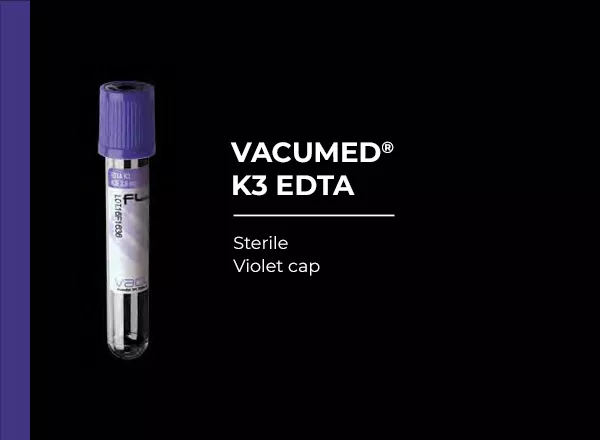 Vacumed with K3 EDTA, Violet Cap, Sterile