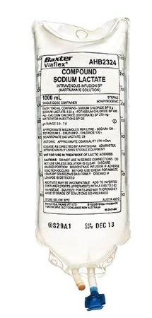 Baxter Compound Sodium Lactate Hartmanns IV Solution 1000 mL Intravenous Infusion Viaflex bag Ctn/12