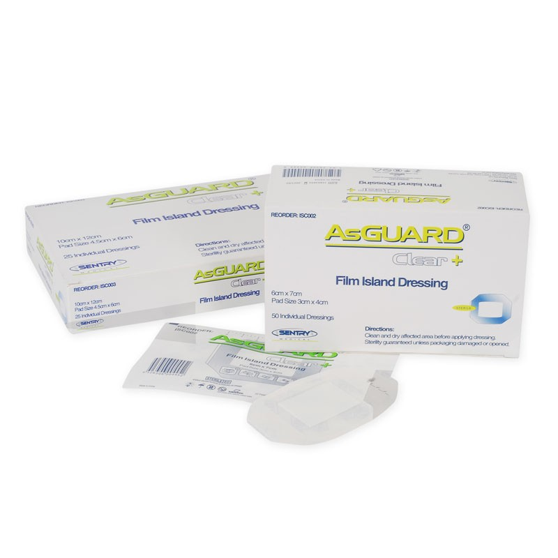 Asguard Adhesive Waterproof  Film Island Dressing 10x30cm Box/25