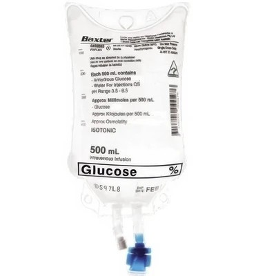 Baxter Glucose Injection BP Intravenous Infusion Viaflex Bag 500ml; EACH
