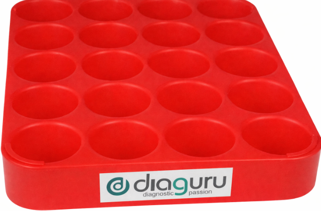Diaguru Sample Container Rack for 70ml Jars, Hard Plastic Red EACH