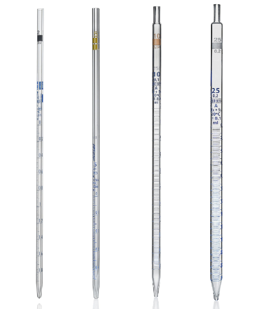 Medilab 25mL Borosilicate Glass Graduated Pipette, ±0.2mL Tolerance, Mohr Type, Class A, Each