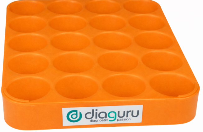 Diaguru Sample Container Rack for 70ml Jars, Hard Plastic Orange EACH