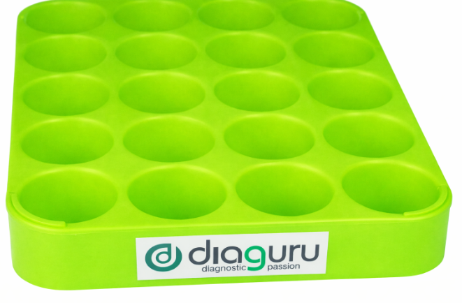 Diaguru Sample Container Rack for 70ml Jars, Hard Plastic Green EACH
