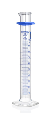 Medilab 200mL Glass Measuring Cylinder, with Hexagonal Base, Class A, Each