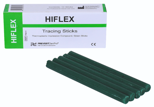 Hiflex Tracing Sticks - Thermoplastic Impression Compound, Green Sticks - Pack of 10 sticks, 90 g