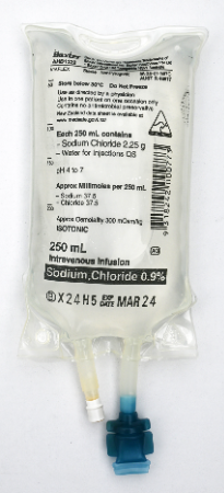 Baxter Sodium Chloride 0.9% 250 mL Intravenous Infusion Viaflex bag; Ctn/24