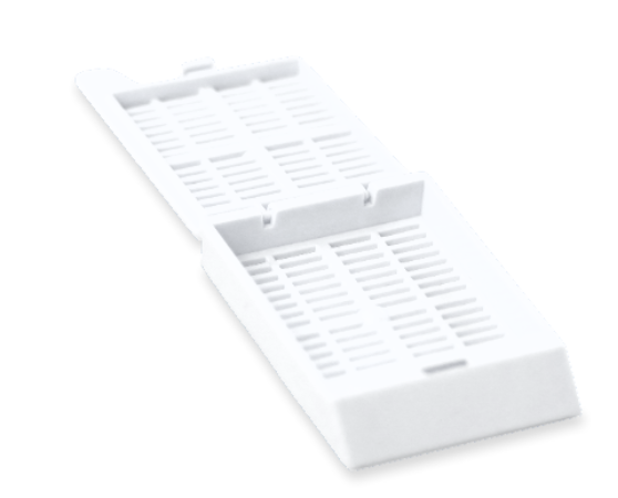 Diaguru Tissue Embedding Cassette, Taped, 45°Angle Marking Area, Detachable Lid & Stripe Holes, White, 2000 Pcs/Carton