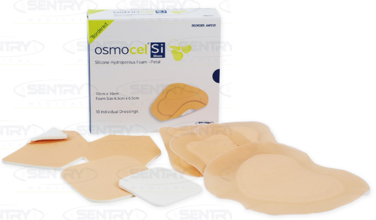 Osmocel Silicone Foam Dressing Bordered Sterile 10cm x 30cm Box/5