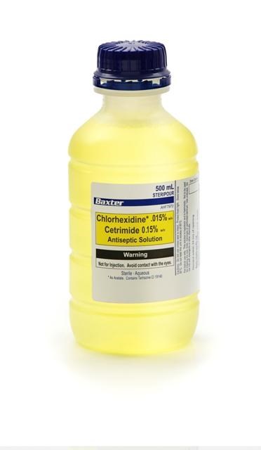 Chlorhexidine 0.05% and Cetrimide 0.5% 500 mL Steripour bottle; Each