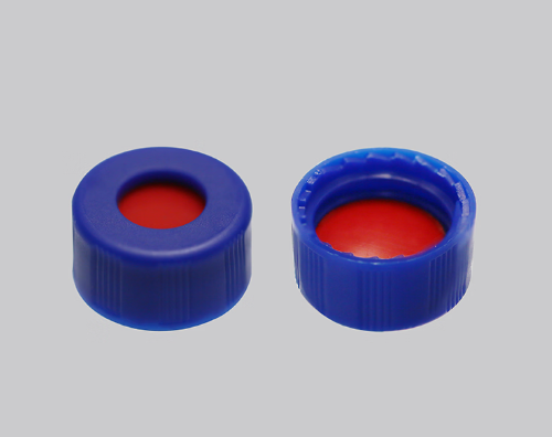 DiaGuru Red PTFE White Silicone Red PTFE Septa 9×1mm 9mm Blue Short Screw Polypropylene Cap 6mm Centre Hole 100pcs/pack