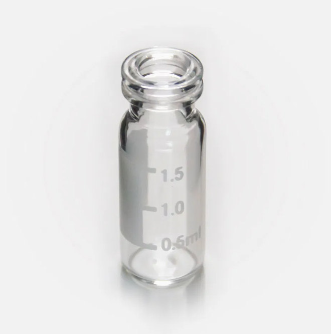 DiaGuru 1.5mL Clear Snap Ring Vial With Write-on Spot 11.6×32mm Type 7.0 Glass 100pcs per/pack