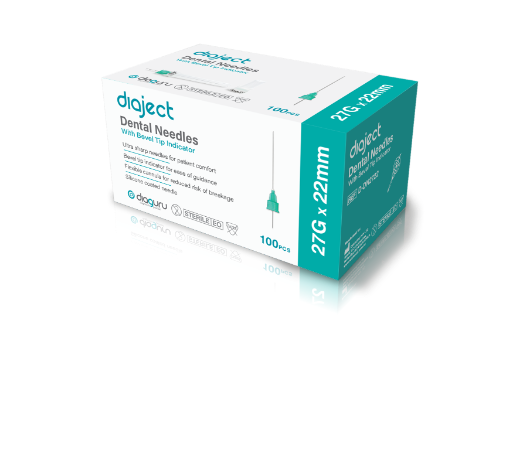 Diaject Dental Needles with Bevel Tip Indicator 27 G x 22 mm; Green