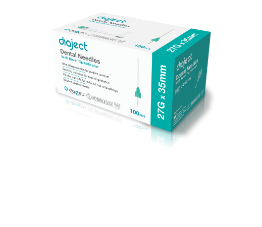 Diaject Dental Needles with Bevel Tip Indicator 27 G x 35 mm; Green
