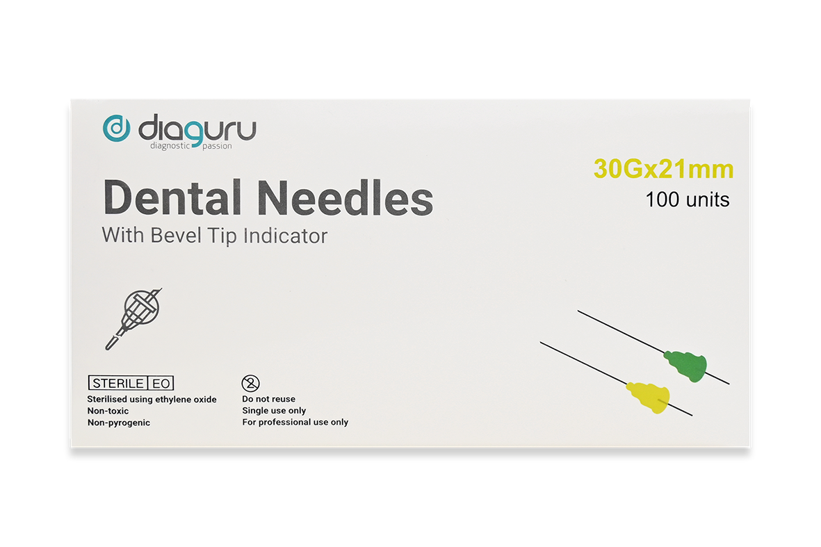Diaguru Dental Needles with Bevel Tip Indicator Box/100
