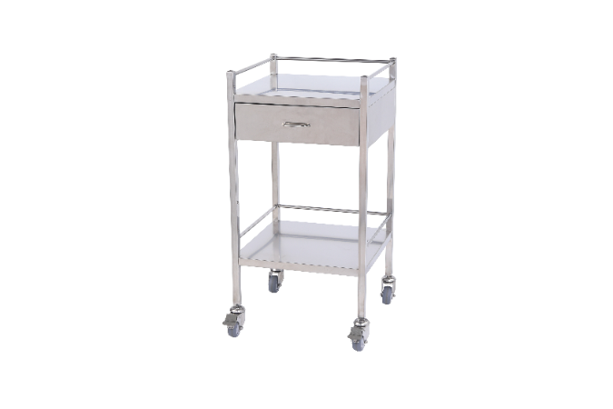 Diaguru Stainless Steel Trolley 490 x 490 x 970mm; 1 Drawer, Lockable