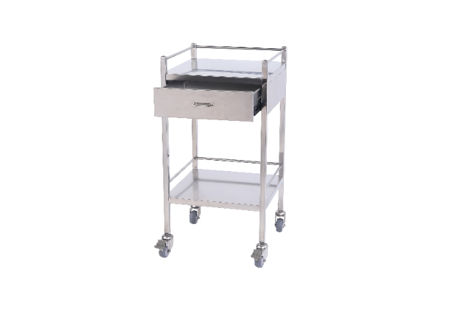 Diaguru Stainless Steel Trolley 490 x 490 x 970mm; 1 Drawer, Not Lockable