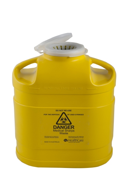 FITTANK Sharps Container 5 Litre Resealable Snap Top; Each