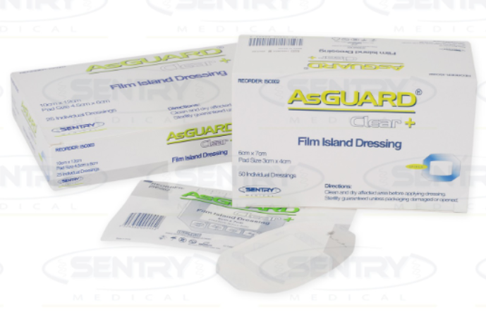 Asguard Adhesive Waterproof  Film Island Dressing 10x12cm Box/25