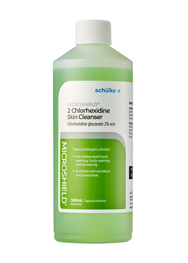 Microshield 2 Skin Cleanser Green, Chlorhexidine and Tartarzine