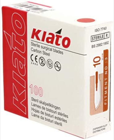 Kiato Carbon Steel Sterile Surgical Blade #10 Box/100