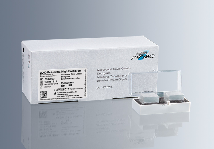 Marienfeld Cover Glasses Thickness No. 1.5 24×50 mm Hinged Lid Box 100/Box