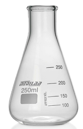 Medilab Flask Erlenmeyer, Conical, Narrow Neck, 500ml, 105X34X180mm, Pack of 10
