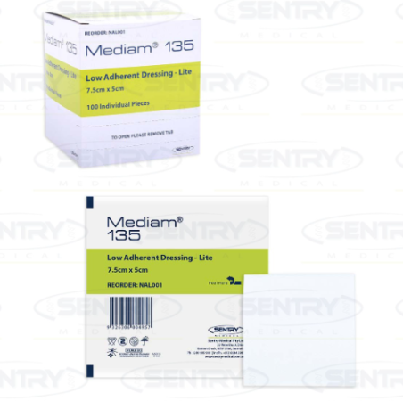 Mediam 135 Low Non Adherent Dressing - Lite Sterile 7.5cmx7.5cm Box/100