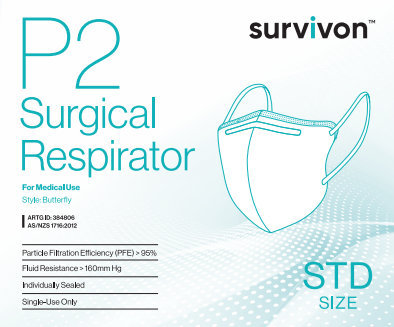 Survivon P2 Surgical Respirator Butterfly Mask White