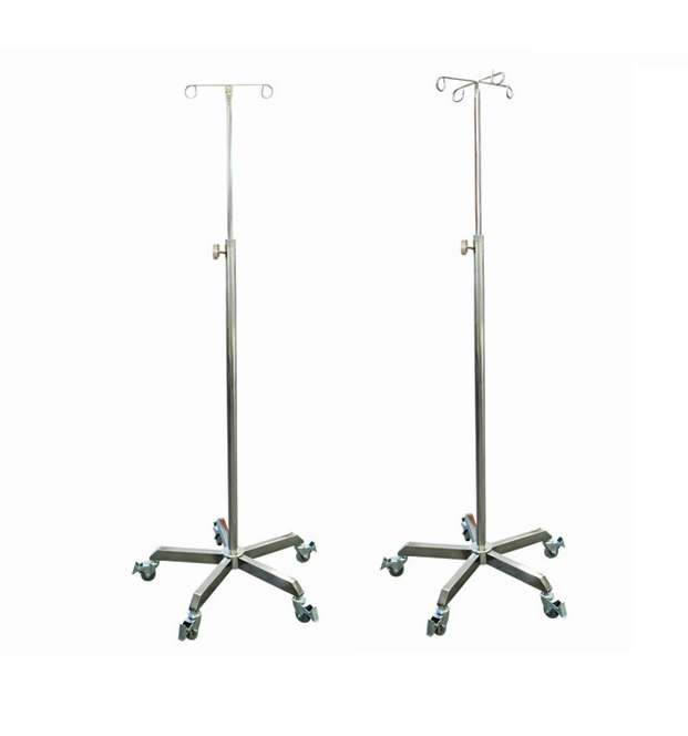 Pacific Medical IV Poles #304 Stainless Steel, 5 Leg Base, Smooth Castors - 1350 - 2050mm